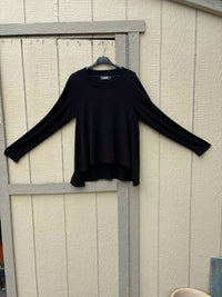Sympli Women's Short Cut Top in black - women's long sleeve top