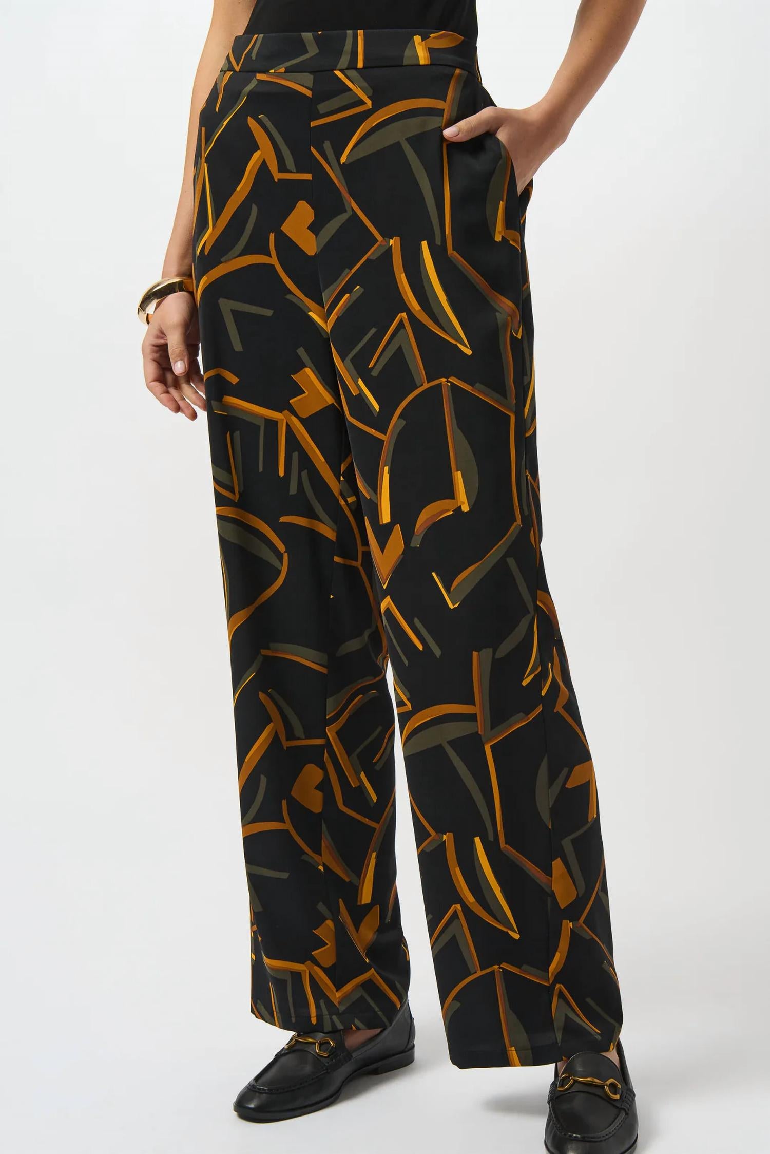 Joseph Ribkoff - Geometric Print Wide Leg Pants