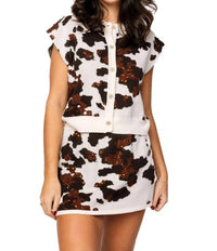 Queen Of Sparkles - Sequin Cow Print Mini Skirt