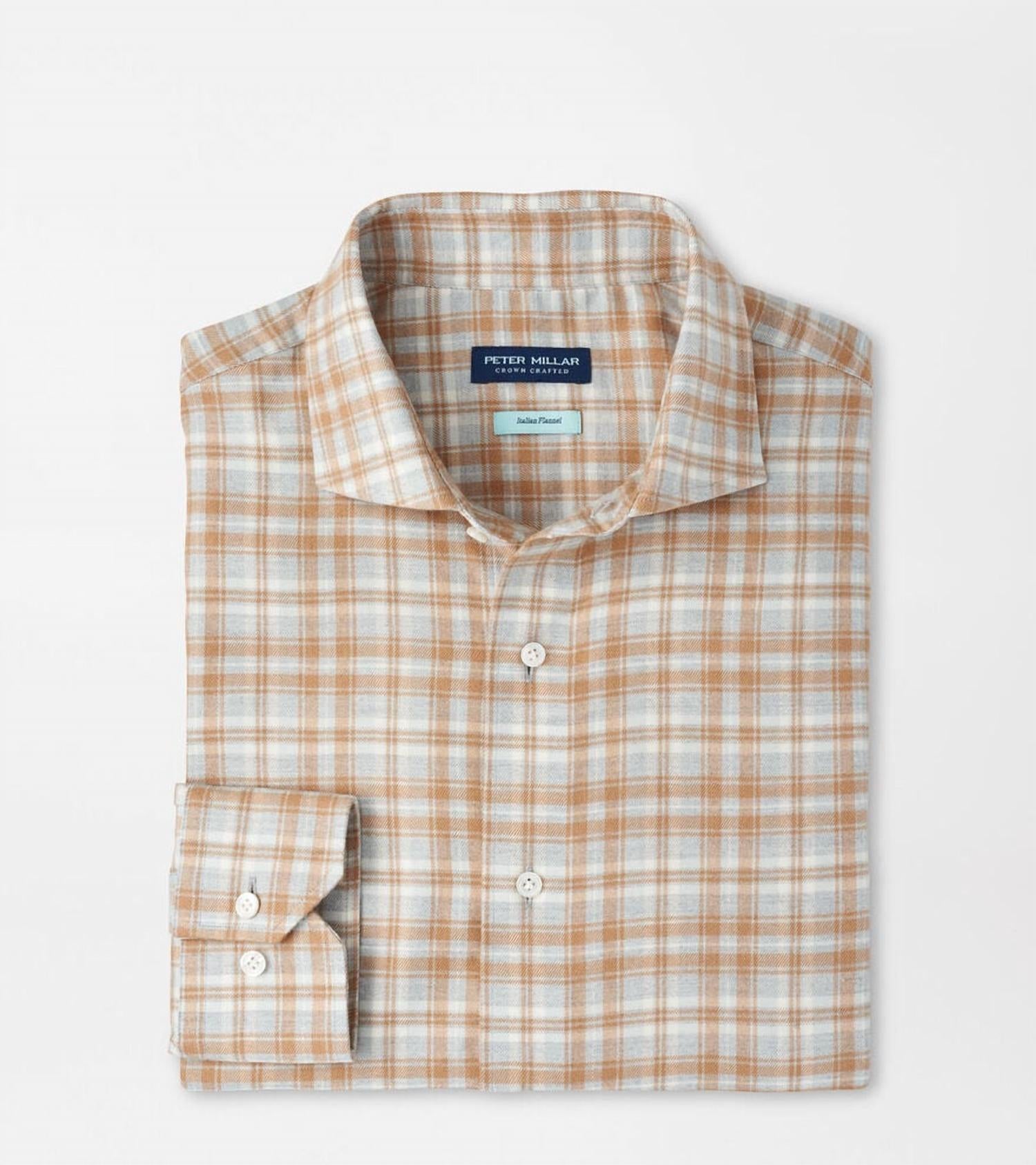 PETER MILLAR Varallo Italian Flannel Shirt in british grey - men's shirt - view 4