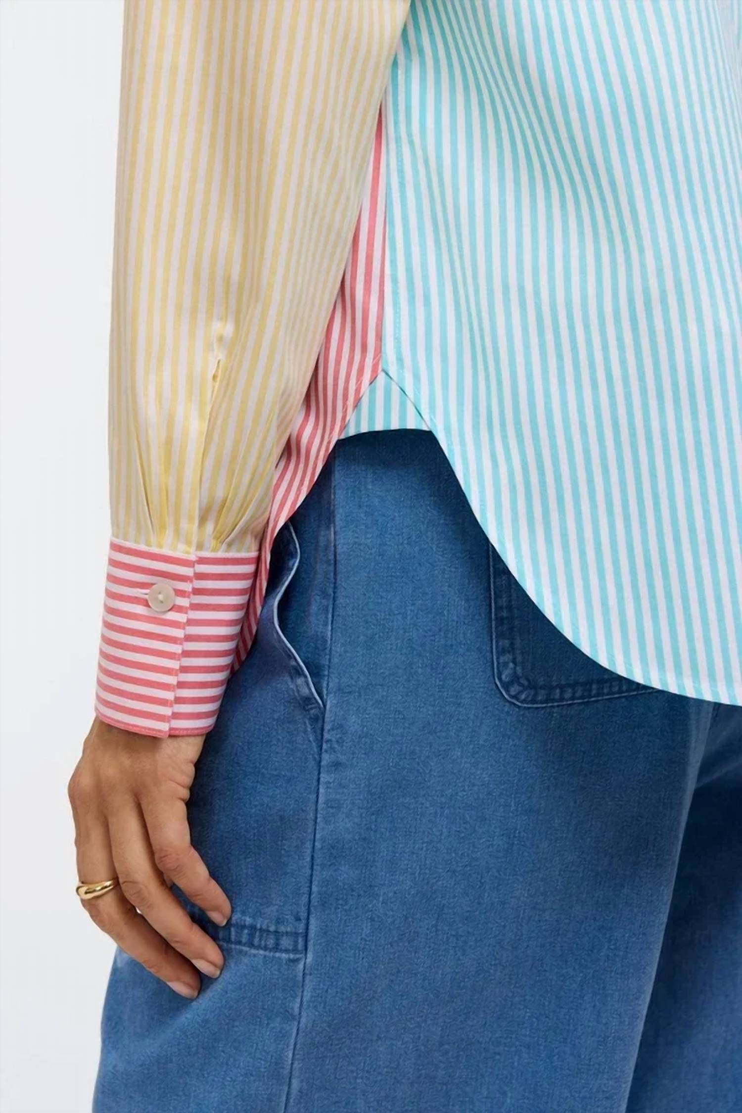 Foxcroft - Women's Meghan No Iron Pinpoint Mixed Stripes Long Sleeve Shirt