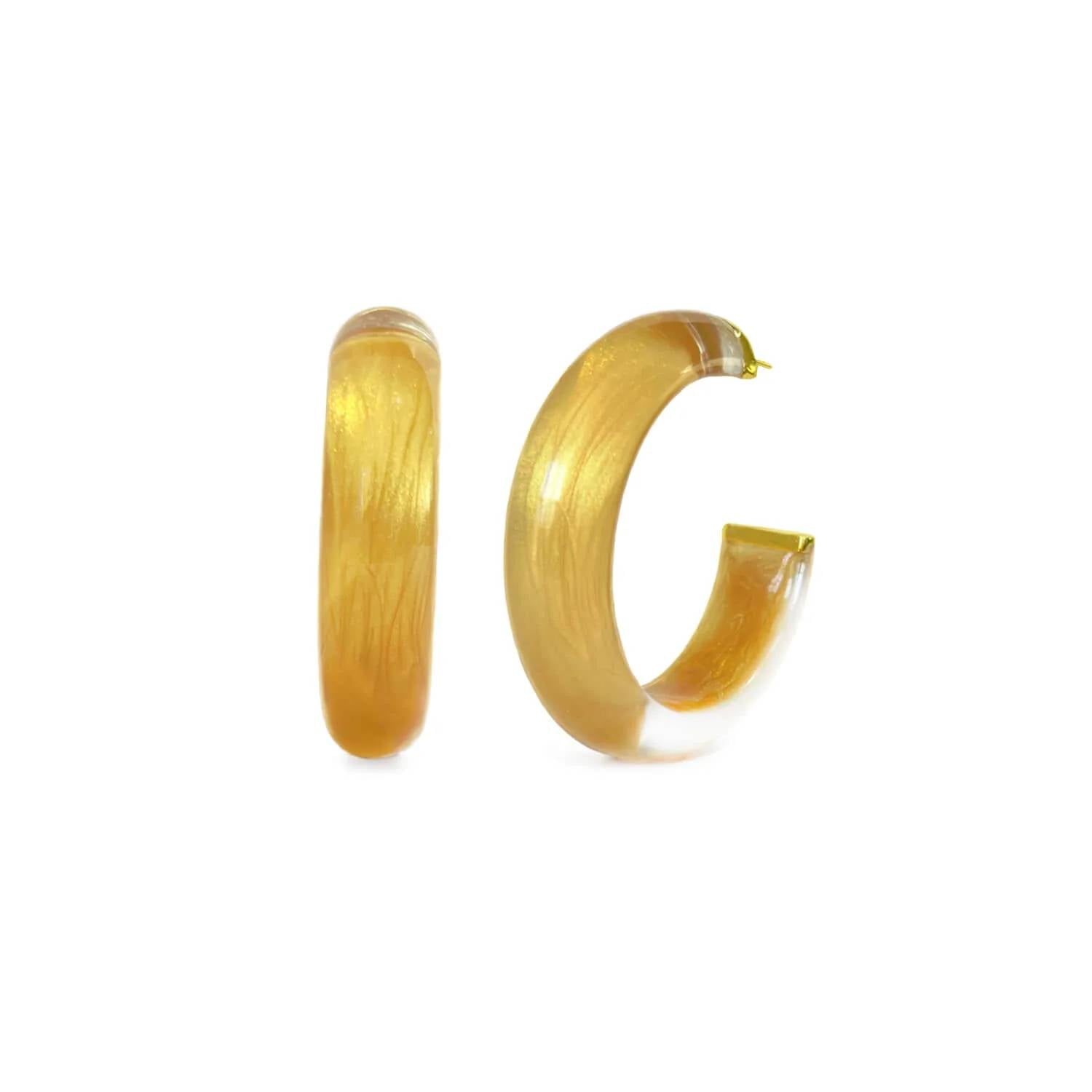 Gold & Honey - Women's Small Illusion Lucite Hoop Earrings