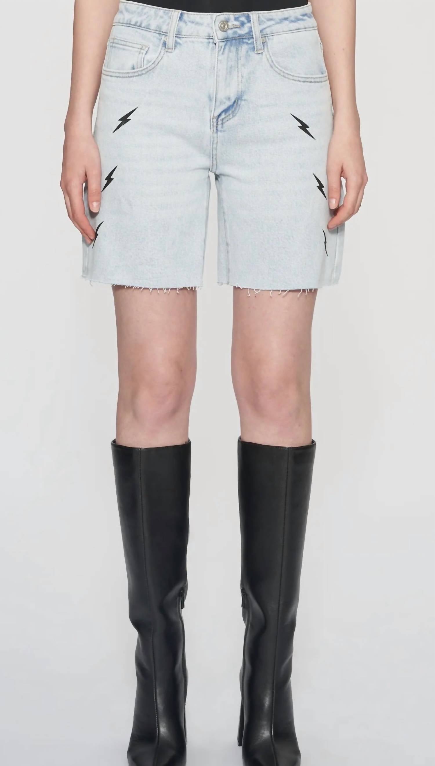 Bayeas Miki lightening bolt short in blue - women's shorts