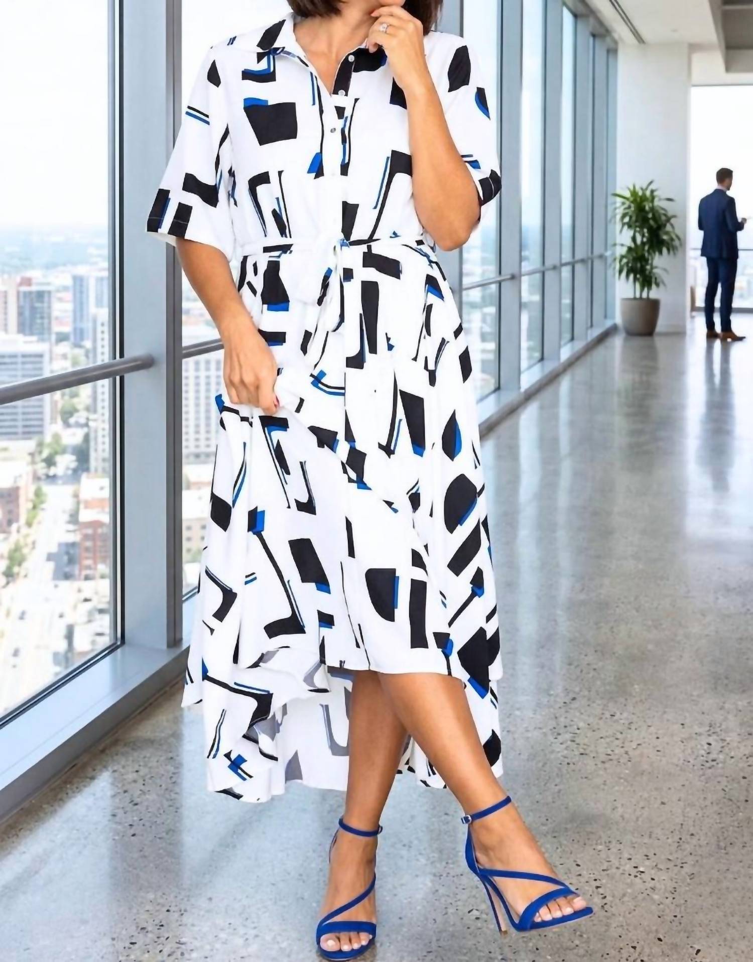 entro City Lights Midi Shirt Dress in white - women's dress
