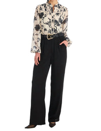 ALLISON NEW YORK Monica Button Down Blouse in ivory black - women's shirt