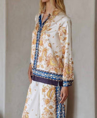 Skies Are Blue - Border Print Button Down Shirt
