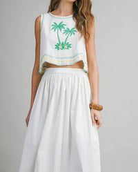 Lafayette 148 Palmette Embroidered Crop Top in white - women's shirt - view 5