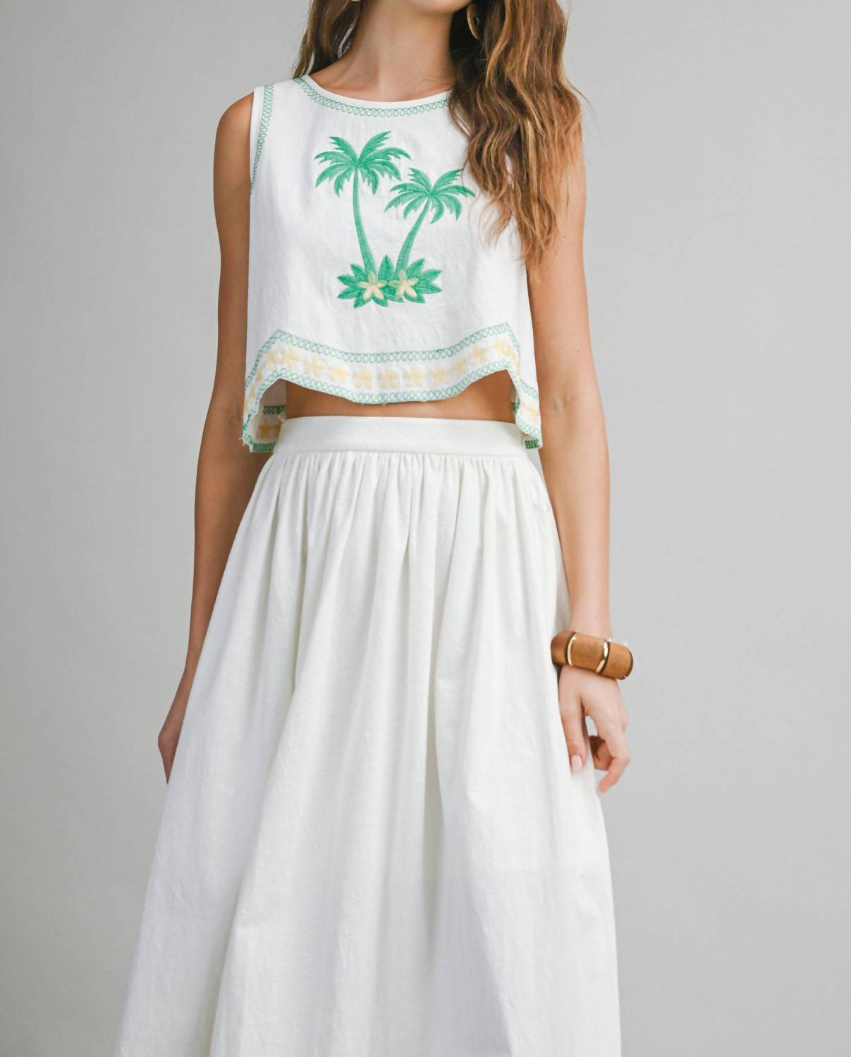 Lafayette 148 Palmette Embroidered Crop Top in white - women's shirt - view 5