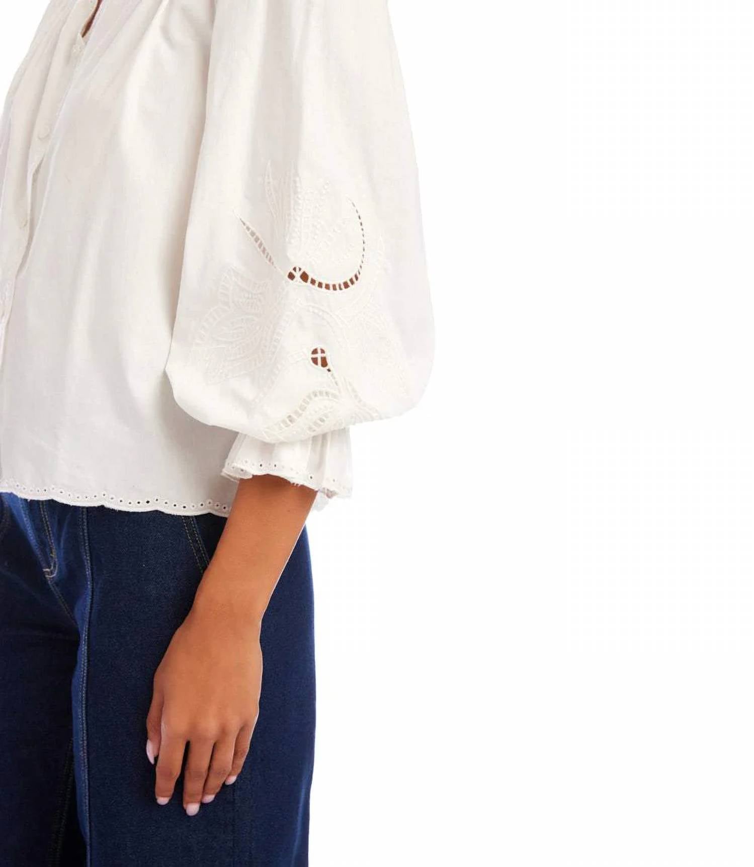 Karen Kane - Embroidered Button-Front Top