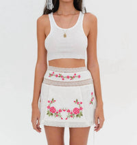 for Love & Lemons Jolene Embroidered Mini Skirt in white - women's skirt