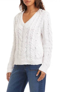 Karen Kane - V Neck Cable Sweater