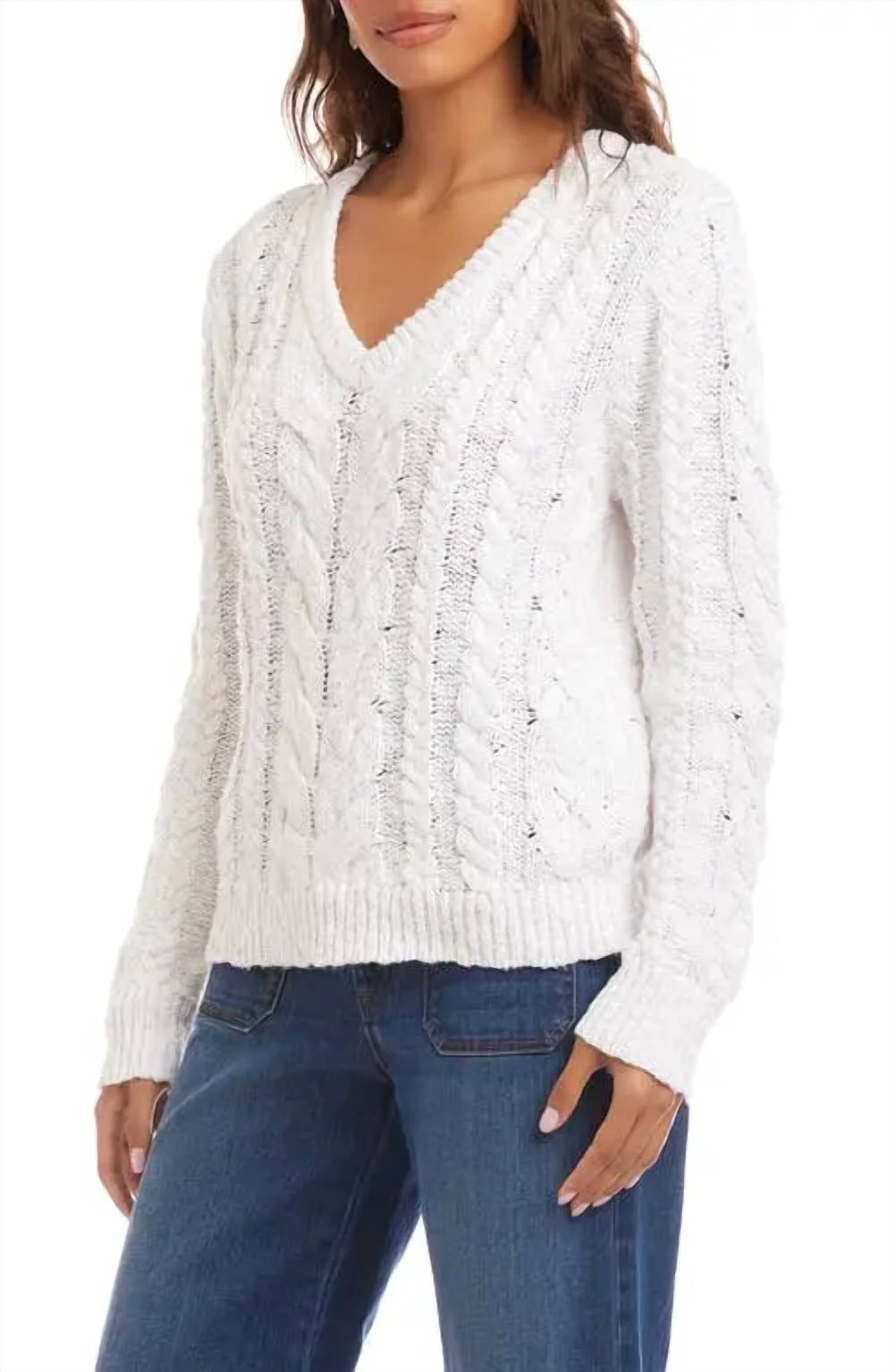 Karen Kane - V Neck Cable Sweater