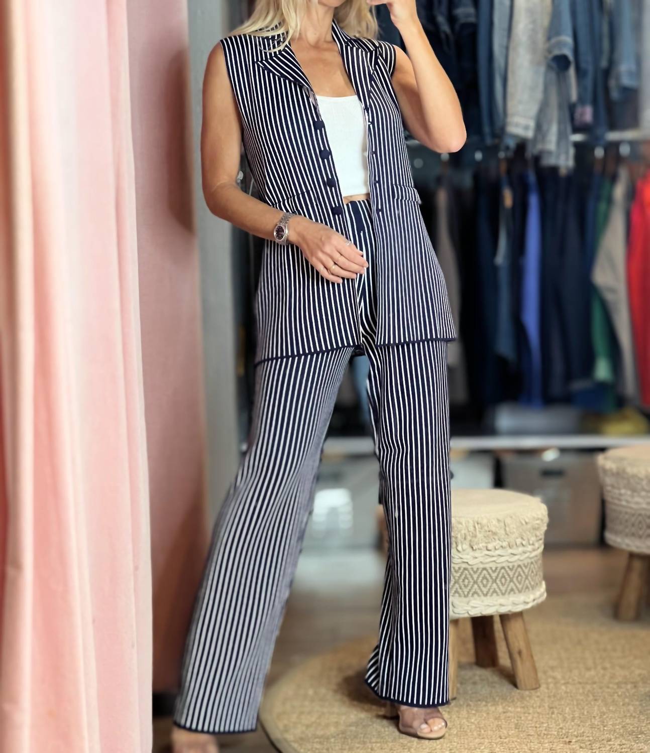 Aurora - Carly Striped Vest and Pants Set