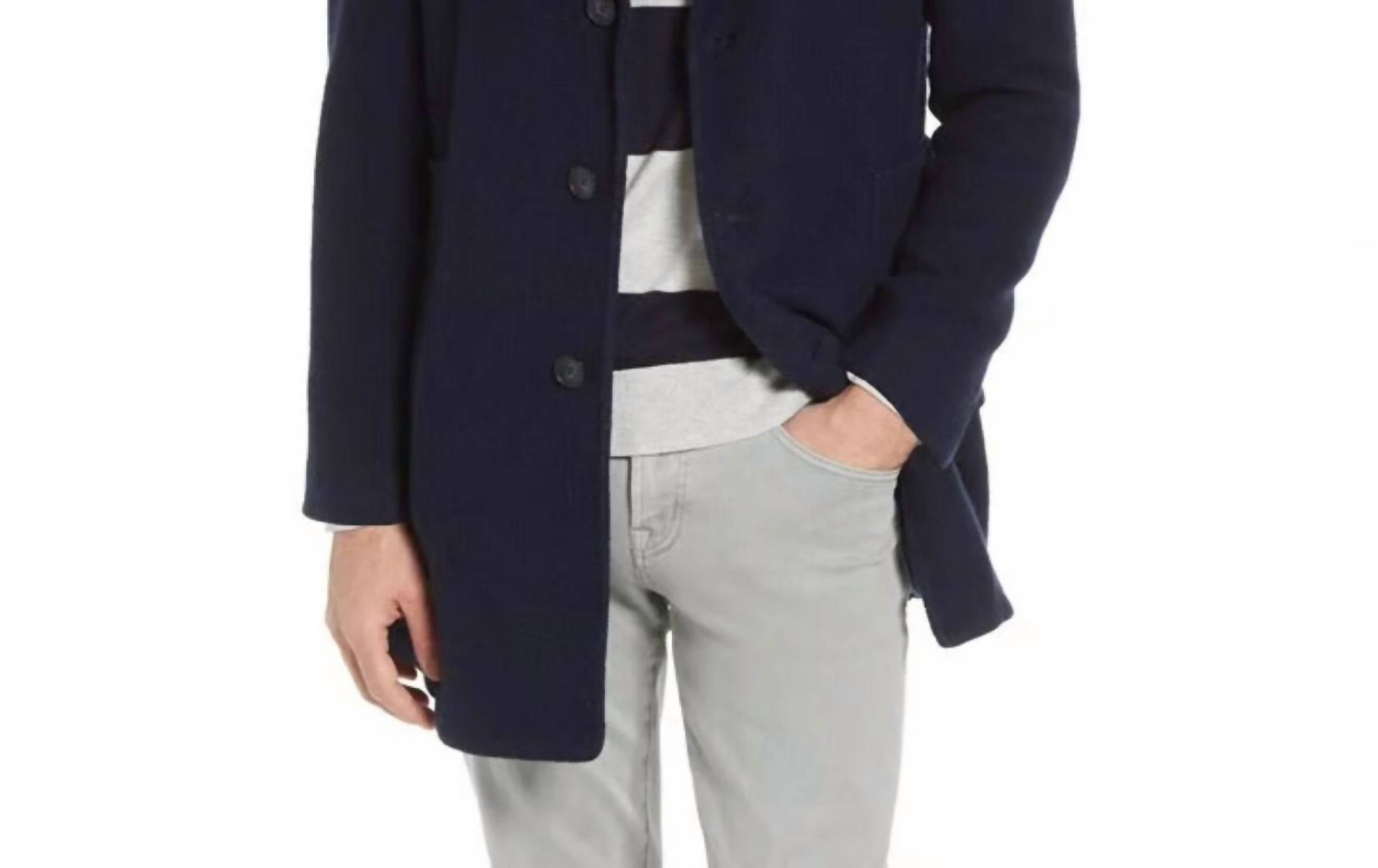 Soft Cloth - Men's Jersey Car Wool Blend Coat