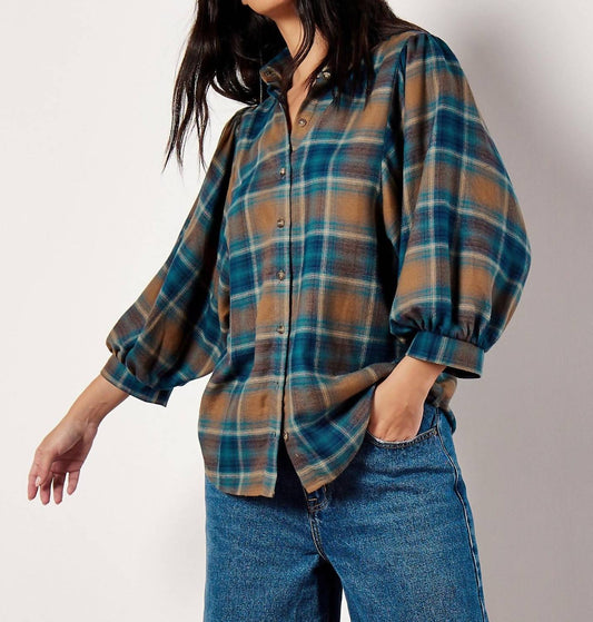 Apricot - Soft Touch Balloon Sleeve Check Shirt