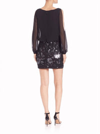 Aidan Mattox - 3/4 Cutout Sleeve Embellished Dress