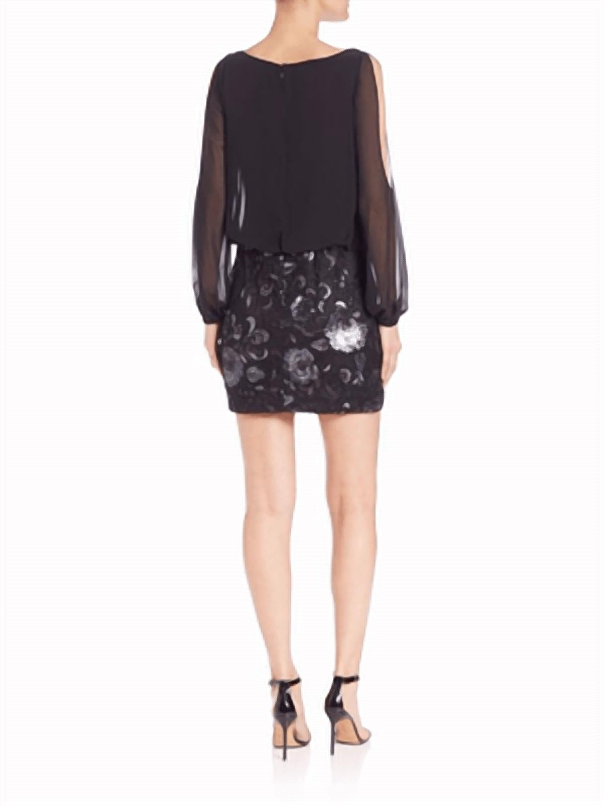 Aidan Mattox - 3/4 Cutout Sleeve Embellished Dress