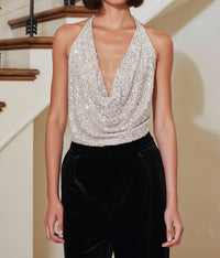 bishop + young Sublime Halter Top in champagne - women's blouse