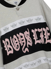 BOYS LIE High Class Private School Thermal Rider Crewneck Top in heather grey - women's top - view 4