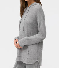 Johnny Was Lurex Knit Hoodie in heather charcoal essential 1 - women's top
