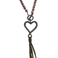 Legend Or Lies - Women's Stone Heart & Tassel Toggle Necklace