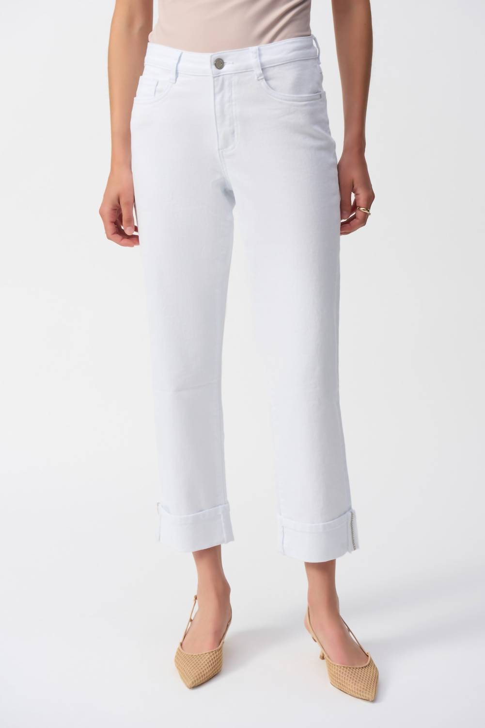 Joseph Ribkoff Slim Fit Cropped Jeans in white - women's jeans