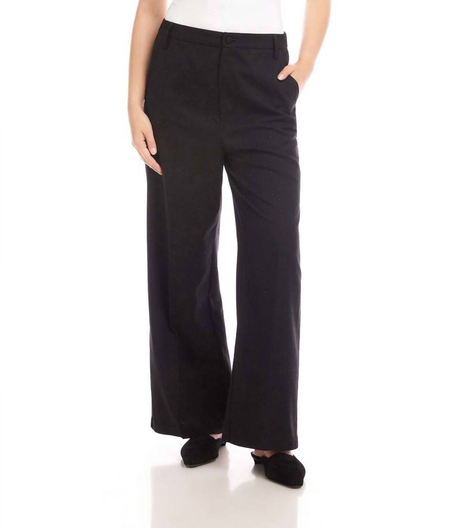 Karen Kane Rhinestone Embellished Wide-leg Trousers - Petite in black - women's pants