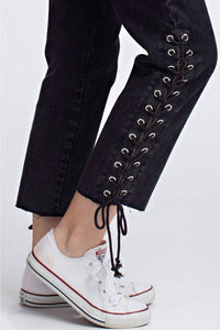 Honey Punch - Side Lace Up Denim Pant