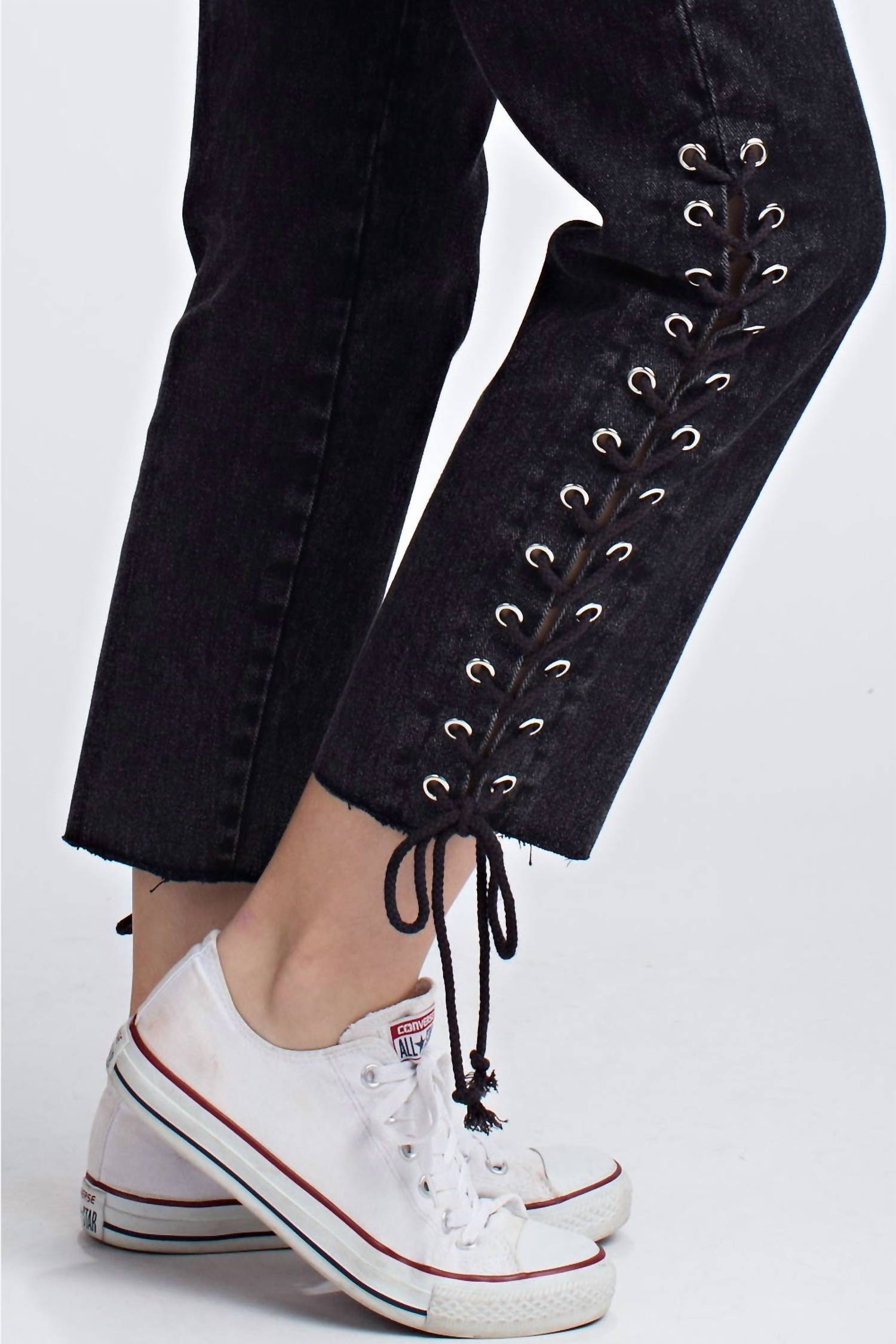 Honey Punch - Side Lace Up Denim Pant