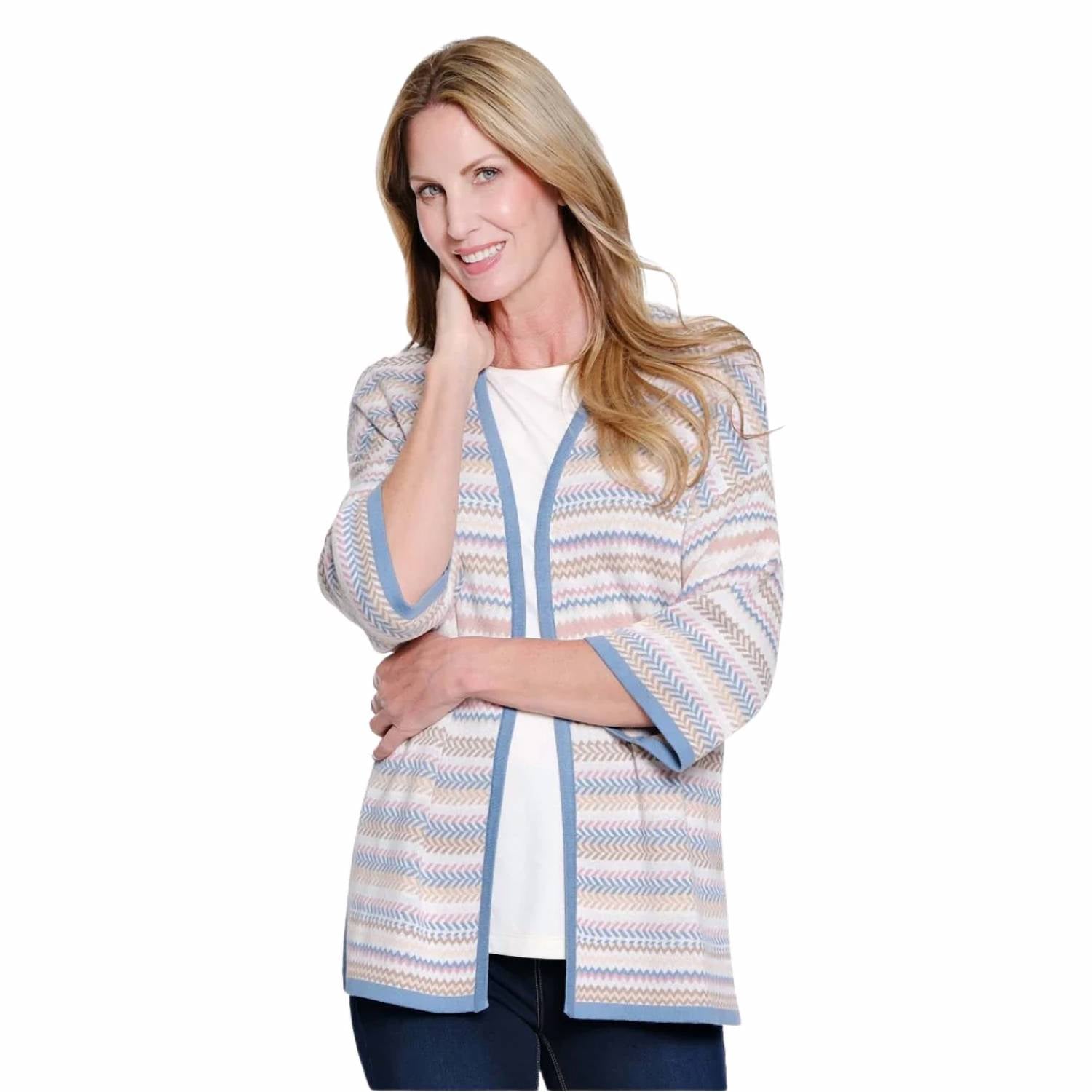 Multiples - Drop Shoulder Open Front Sweater Jacket