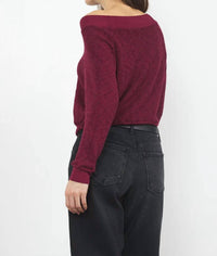 LAmade Carol Off The Shoulder Pullover in merlot - women's sweater - detail view