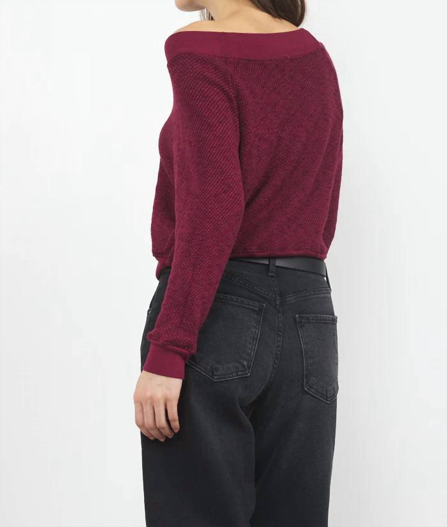 LAmade Carol Off The Shoulder Pullover in merlot - women's sweater - detail view