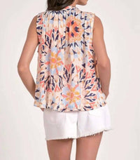 ELAN Sleeveless Flowy Top in kaleidoscope - women's tank top - detail view