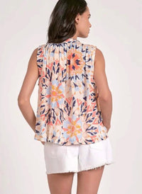 ELAN Sleeveless Flowy Top in kaleidoscope - women's tank top - alternate view