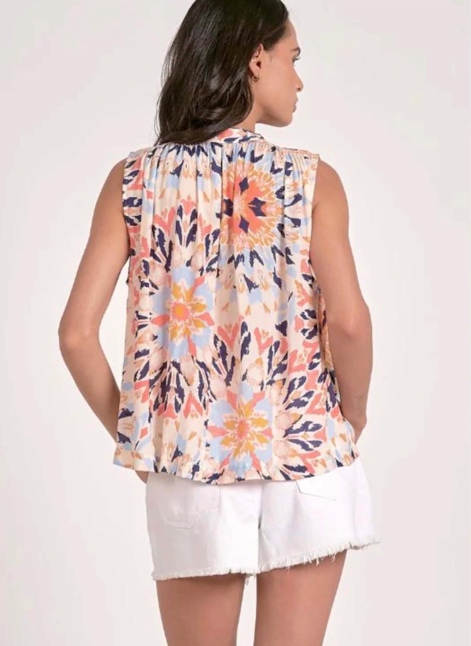 ELAN Sleeveless Flowy Top in kaleidoscope - women's tank top - alternate view