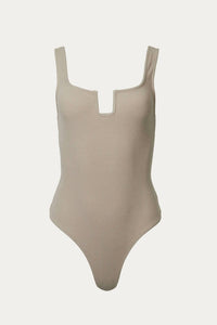 RIBBED STRETCH-COTTON BODYSUIT