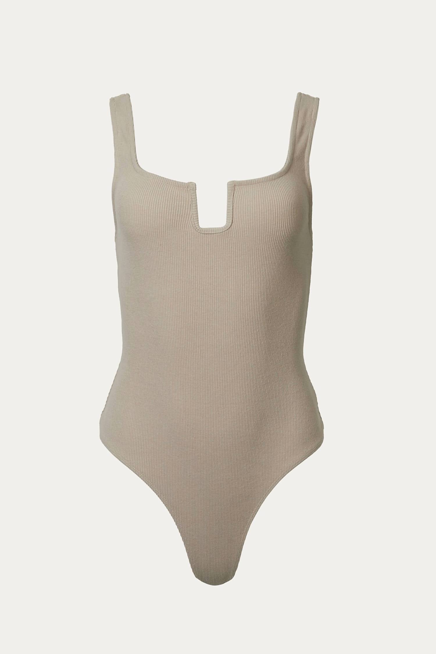 RIBBED STRETCH-COTTON BODYSUIT