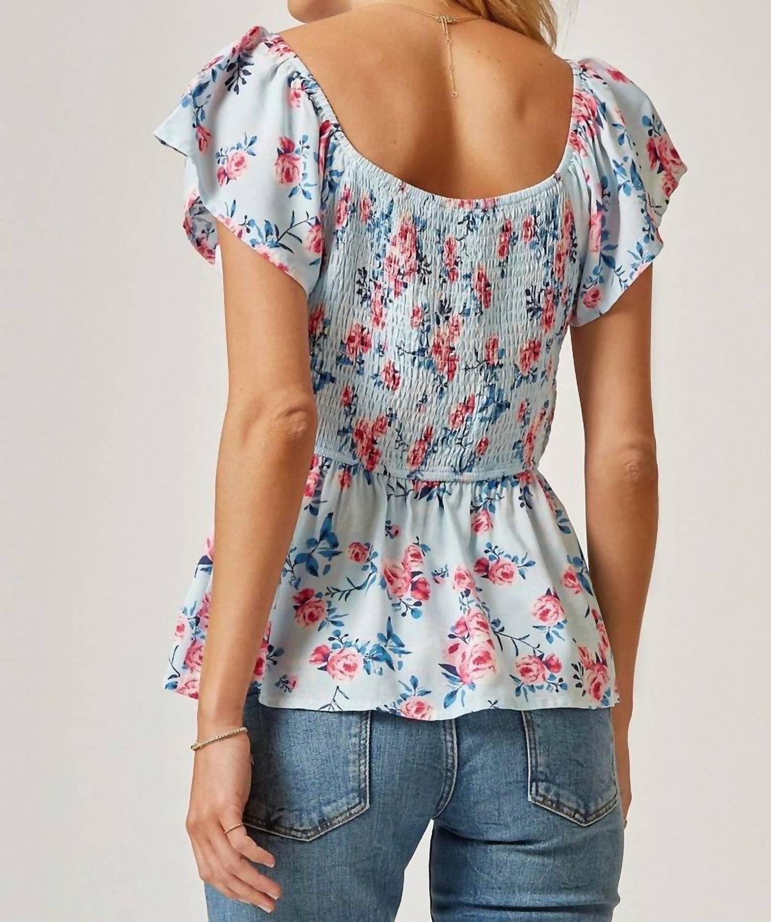 Andree By Unit - Ditsy Floral Smocked Top