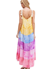White Birch - Tiered Tassel Tie Straps Dyed Dress