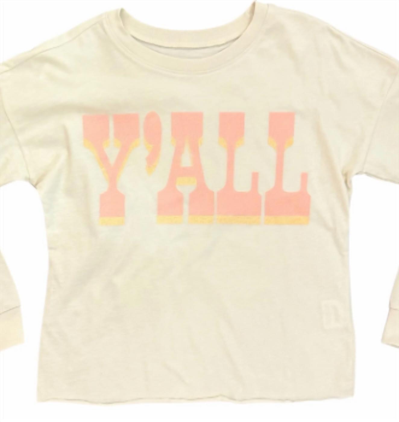 Tiny Whales - Girl's Oversized Long Sleeve Y’all Tee