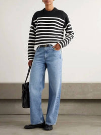 Proenza Schouler Nia Stripe Sweater in black white - women's sweater
