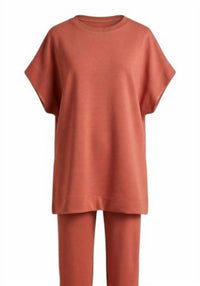 P.CILL Women's Modal Contrast Tunic Top in dusty rose - women's blouse