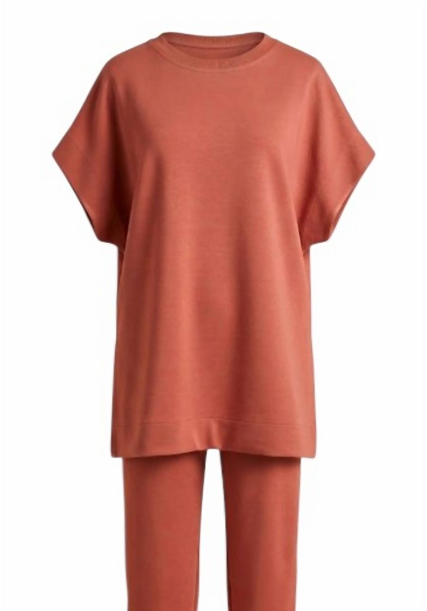 P.CILL Women's Modal Contrast Tunic Top in dusty rose - women's blouse