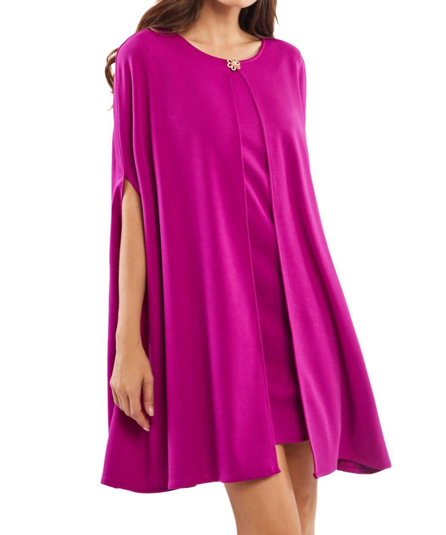 Adore - Fluid Cape Overlay Dress