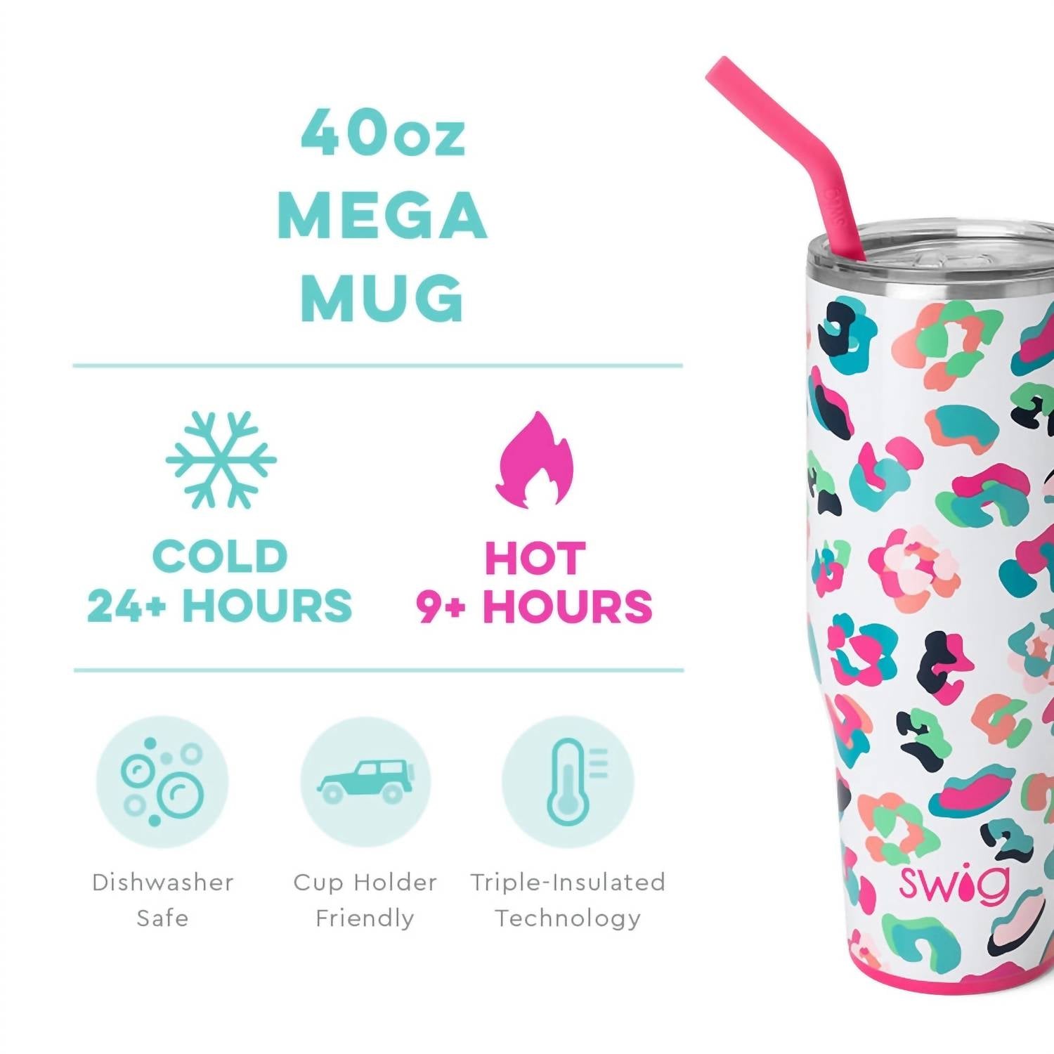 Swig Life - Multi Rainbow Leopard Mega Tumbler