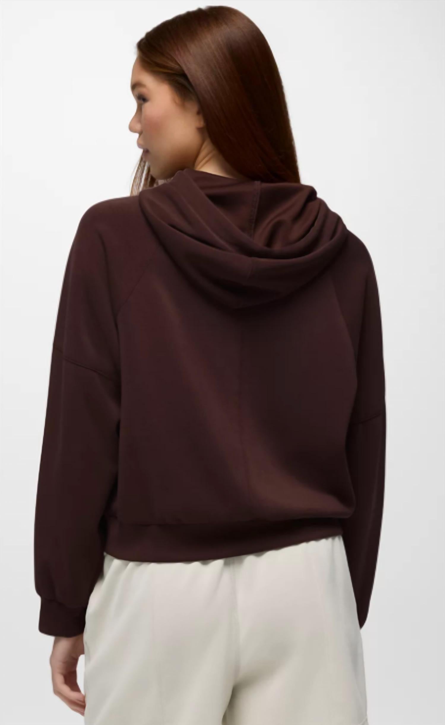 prAna Shea Hoodie in mocha - women's top - alternate view