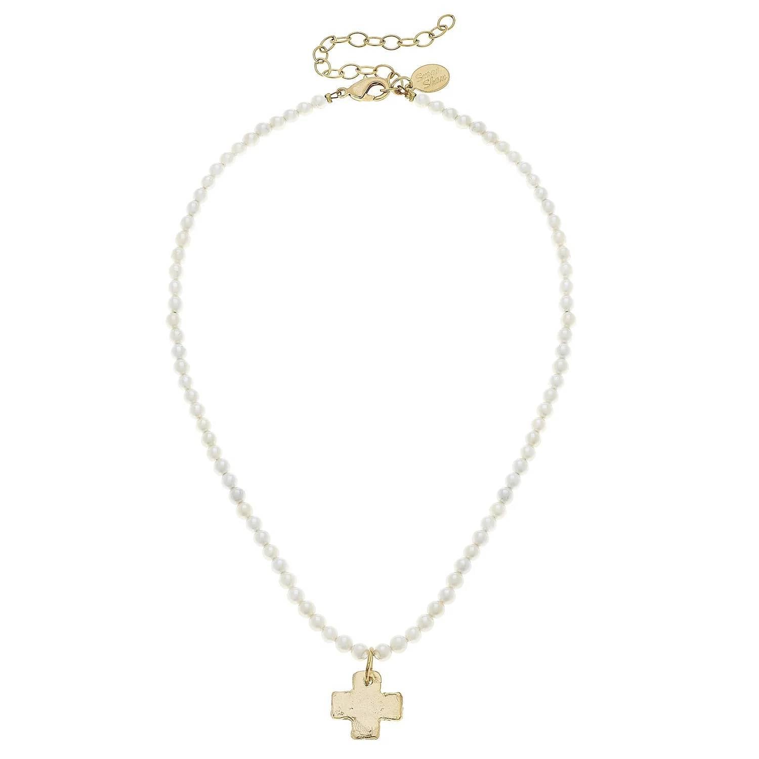Susan Shaw - Women's Cross On Freshwater Pearl Necklace