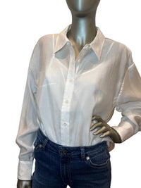 Jessie Liu - Contrast Cuff Trim Voile Button Down Shirt