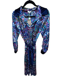 umgee Women's Satin Velvet Long Dress in multi print - women's dress