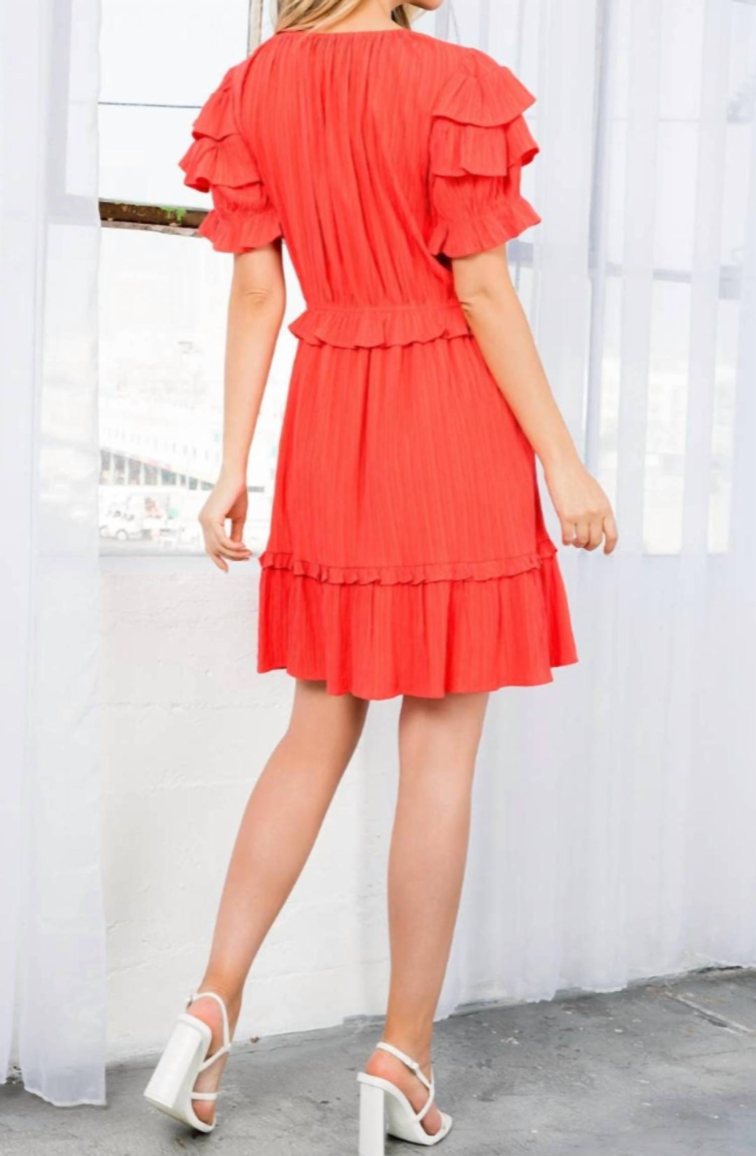 Thml - Ruffle Sleeve Tiered Mini Dress